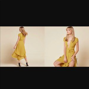 Yellow Midi Wrap Dress